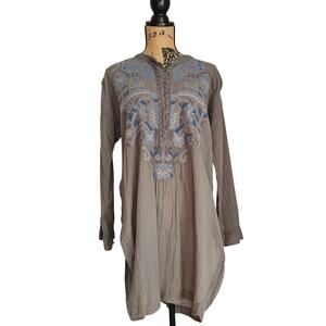 Biya Johnny Was Bohemian Embroidered Blue/Gray Tunic Womens Sz S